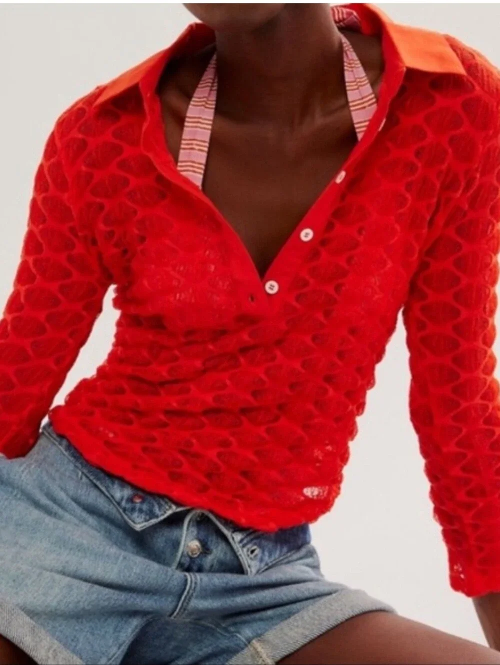 Free People NWTs Girl Next Door Long Sleeve Polo